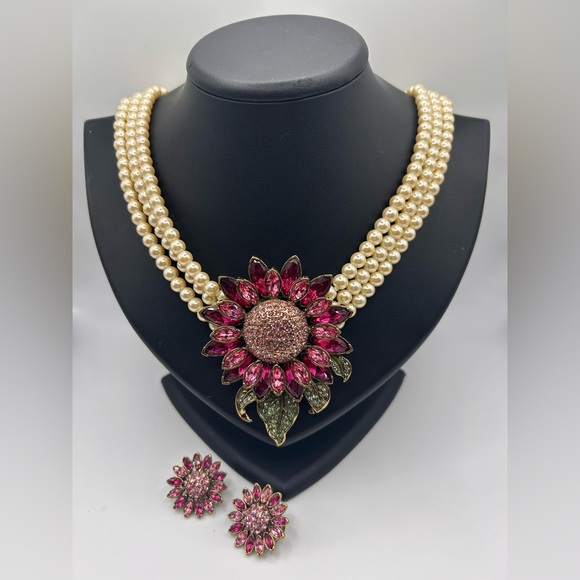 Heidi Daus Jewelry - Heidi Daus Divine Miss Daisy swarovski crystal faux pearl necklace and earrings
